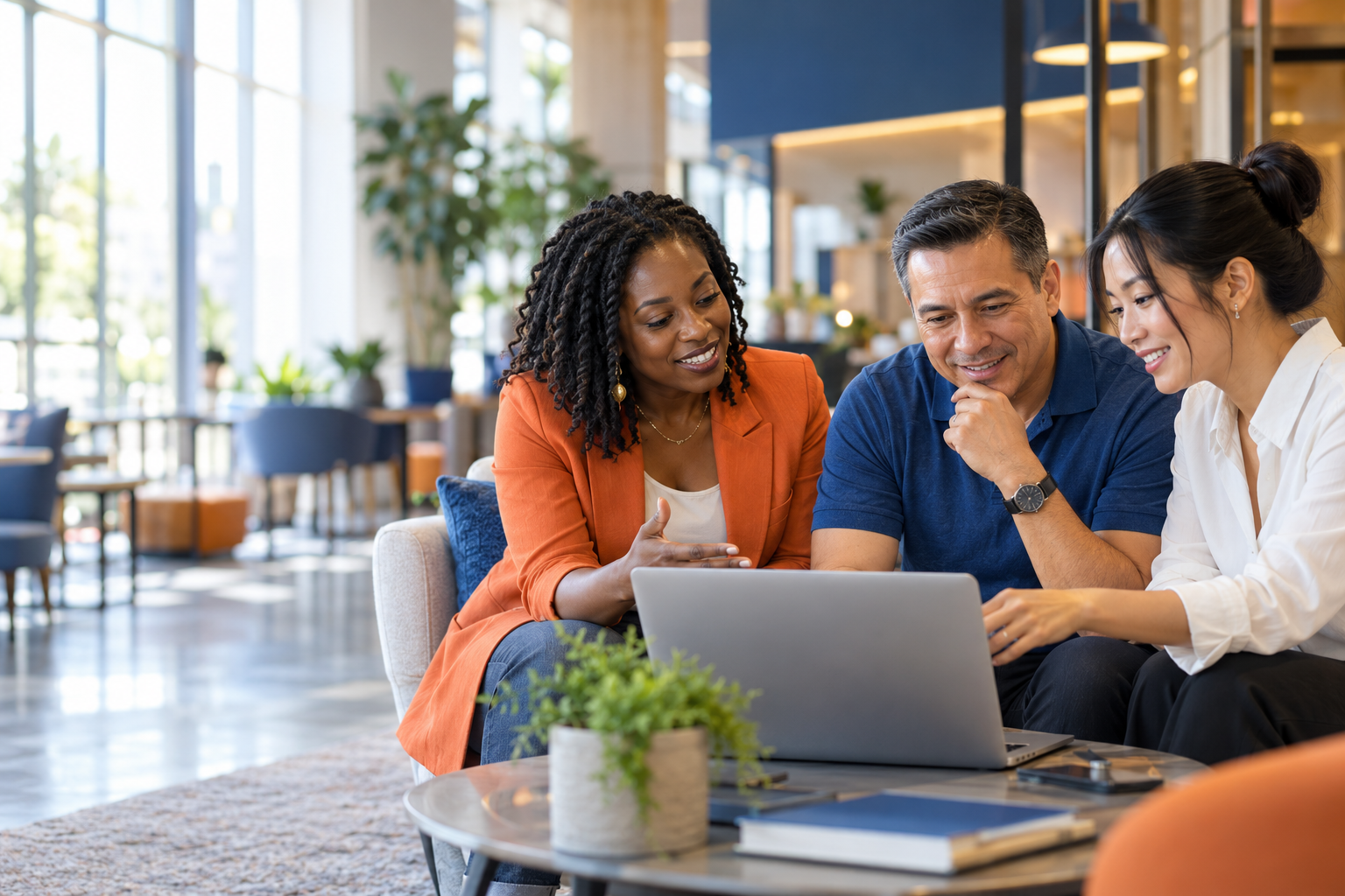 People exploring a digital service together
